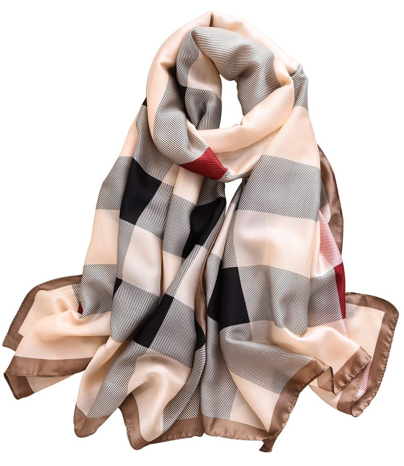 NUWEERIR Womens 100% Large Mulberry Silk Scarf Long Satin Scarf Fashion Lightweight Wraps